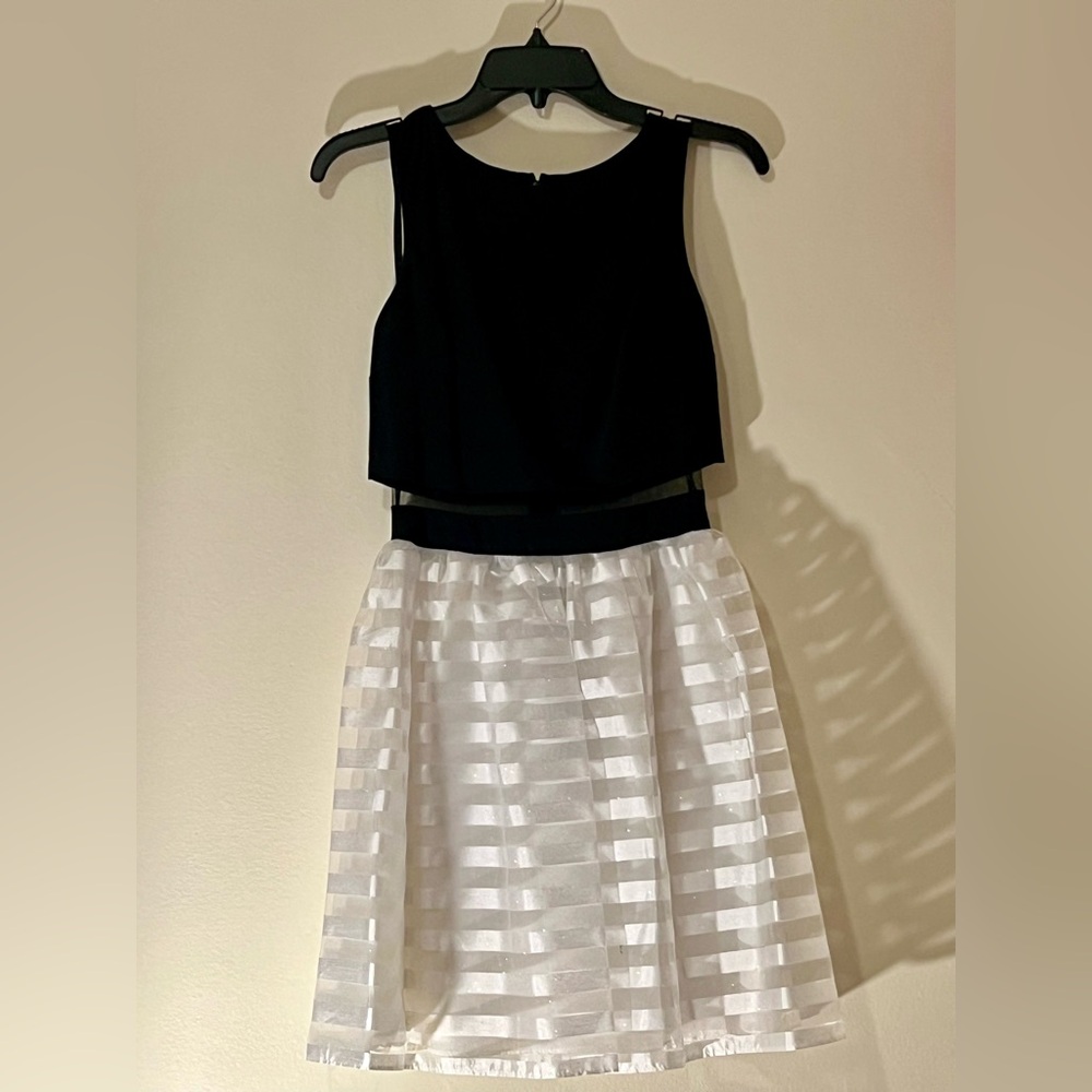 Blondie Nites Black and White Striped Kids Dress